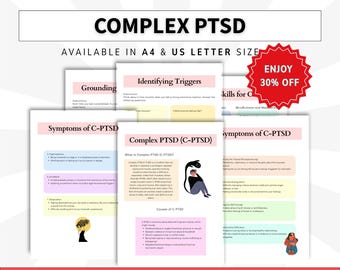 Complex PTSD Worksheets, Trauma Therapy Workbook for Adults, Coping Skills, Trauma Survivor, DBT