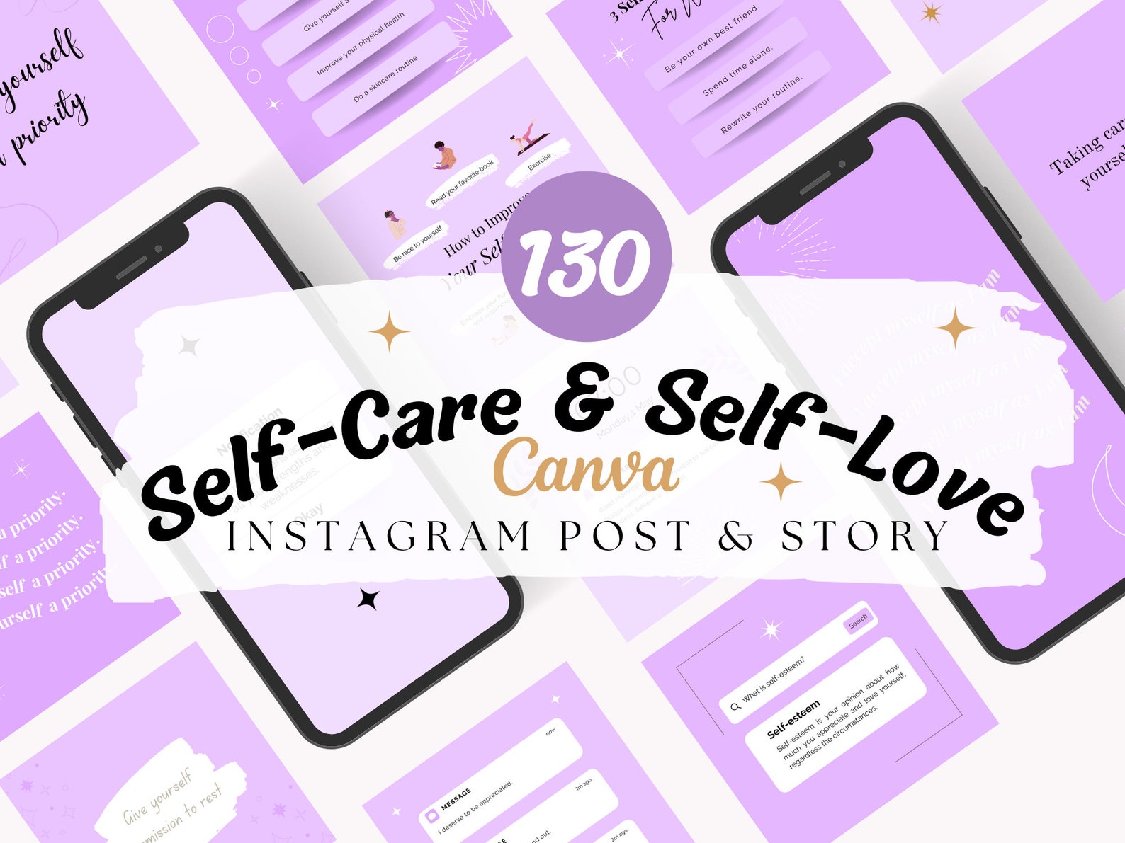 Self Care Instagram Canva Templates, Self Care Content Post, Self Love ...