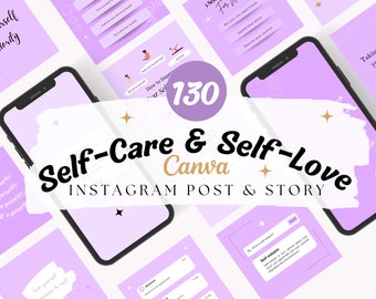Mallar för Instagram Canva för självvård, inlägg om självvård, coacher för självkärlek, Instagram-inlägg om självkärlek, Instagram-mall för mental hälsa