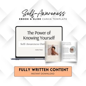 Self Awareness Workbook Coaching, Canva ebook, Course Creator, Rebrandable Templates, Slide Presentation, Webinar Online