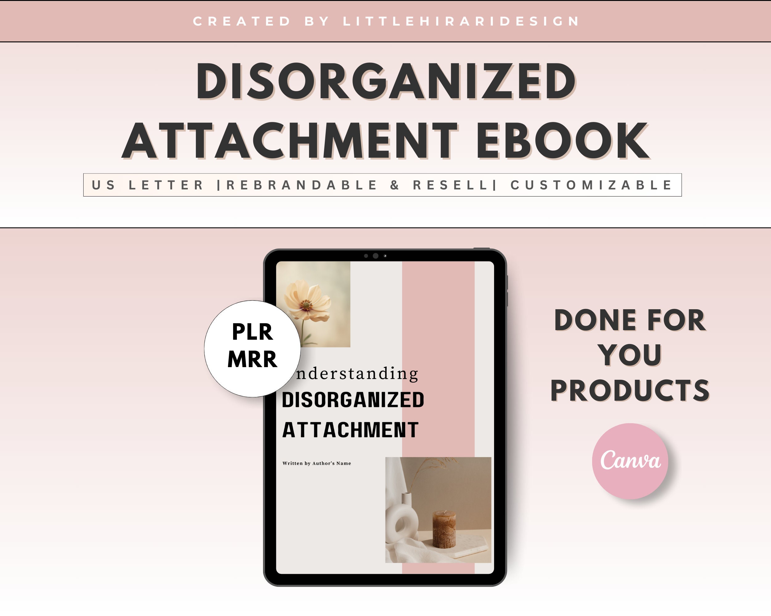 Disorganized Attachment PLR ebook course, Done for You Digital Products with Resell Rights, Lead Magnet, Canva Ebook PLR template Coaching