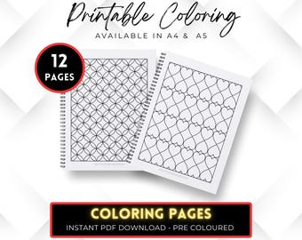 Coloring Pattern pages for Kids and Adults, Printable Coloring Pages, Instant Digital Download