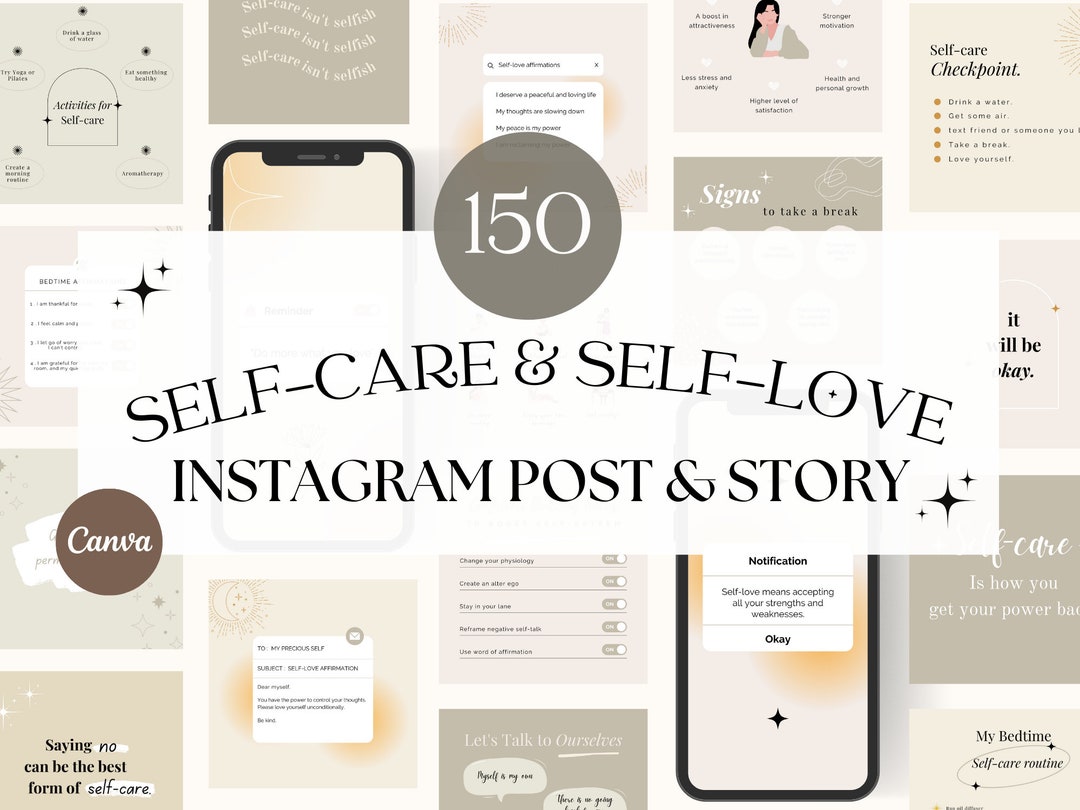 Self Care Instagram Canva Templates, Self Love Content Post, Self Care ...