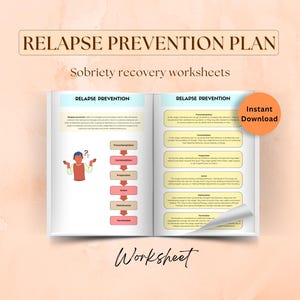Relapse prevention plan for sobriety recovery worksheets, addiction for adults for adults, substance use coping skills, therapist CBT tools