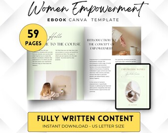 Women Empowerment Workbook, Editable Canva Course, Leadership Guide, Done for you Ebook
