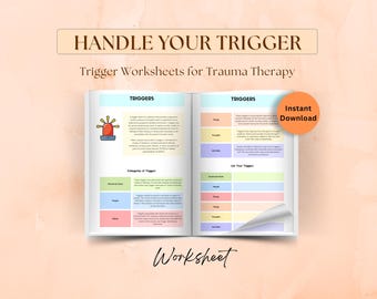 Understanding Trigger Worksheets for Trauma Therapy, PTSD, Thought Processing Trigger Coping Skills, New Habit Plan, Mental Health Resource