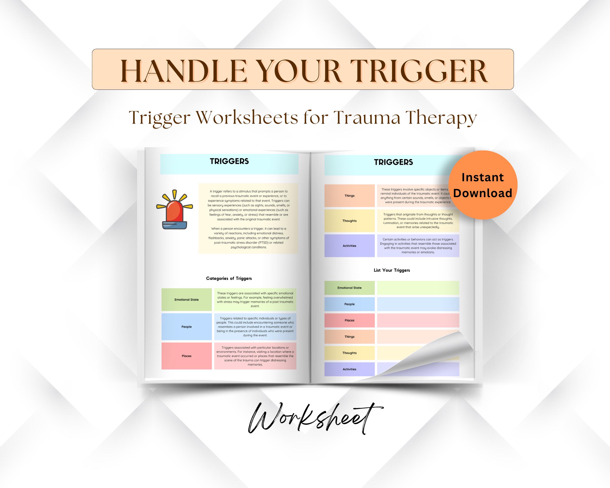 Understanding Trigger Worksheets for Trauma Therapy, PTSD, Thought ...