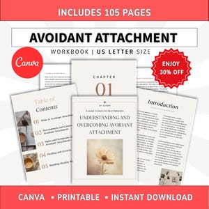Cuaderno de trabajo de la terapia de la teoría del apego evitativo, heridas del apego, miedo, desorganización, consejos para relaciones seguras y saludables.