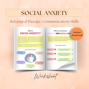 Social Anxiety Therapy Worksheets, Behavioral Therapy, Communications Skills, School Counselling, Therapist Tools, DBT,CBT, Anxiety Handouts