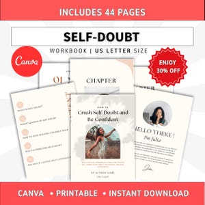 How to Crush Self-Doubt and Be Confident Coach Workbook, Done For You Mental Health Course, Canva Ebook Templates, Plr Self Improvement