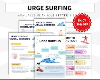 Urge surfing mindfulness technique, sobriety and addiction journal, relapse prevention plan, addiction recovery