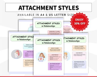 Attachment Styles in Relationships Worksheets, Couples Counseling, Disorganized, Avoidant attachment recovery, Anxious