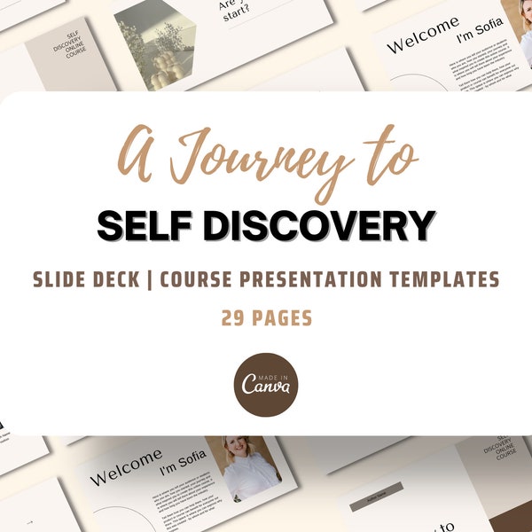 Self Discovery Slide Deck Canva Templates, Done For You Inner Journey Presentation, Self Exploration Webinar, Life Coaching Course Tool