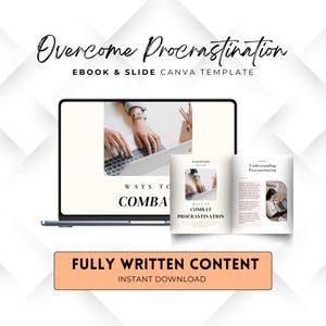 Overcome Procrastination Workbook Coaching, Course Creator, Rebrandable Template, Slide Deck Presentation, Webinar Course