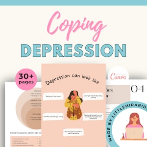 Depression Workbook canva, Done For You Depression ebook, Brandable Coaching Resources, Lead Magnet Ebook, CBT book, mental therapy