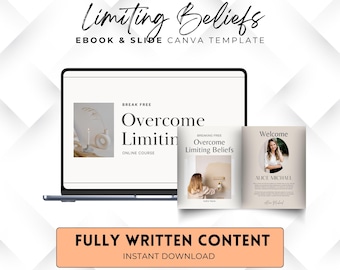 Limiting Beliefs Slide Deck Canva-sjablonen, cursus geestelijke gezondheid, gedaan voor jou zelfbeperkende webinarpresentatie, transformatiecoach