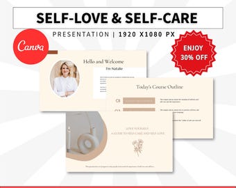 Self Love and Self Care Slide Presentation, Webinar Templates, Course Creator Canva, Coaching Resources
