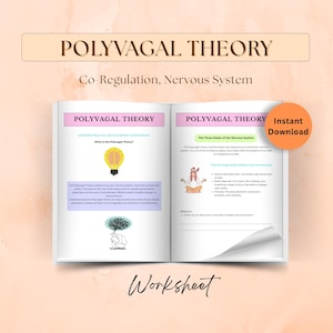 Polyvagal Theory Worksheet, Co-Regulation, Nervous System Regulation Workbook, Emotional Regulation Skills, Distress Tolerance, Therapy Tool