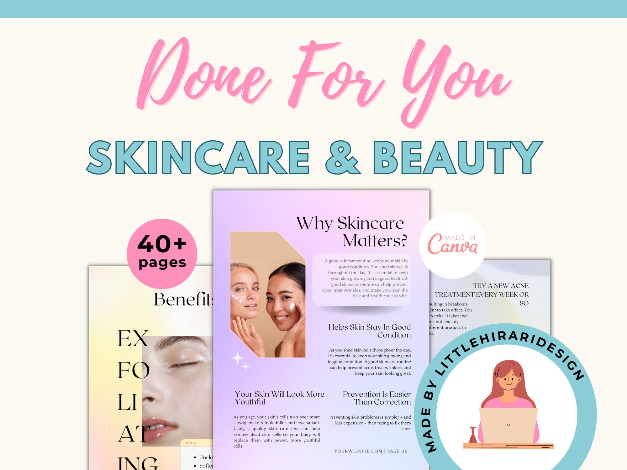Skincare and Beauty Coach Ebook, Done For You Course Skincare Beauty, Brandable Coaching Resources, Beauty Brand Kit Canva Template