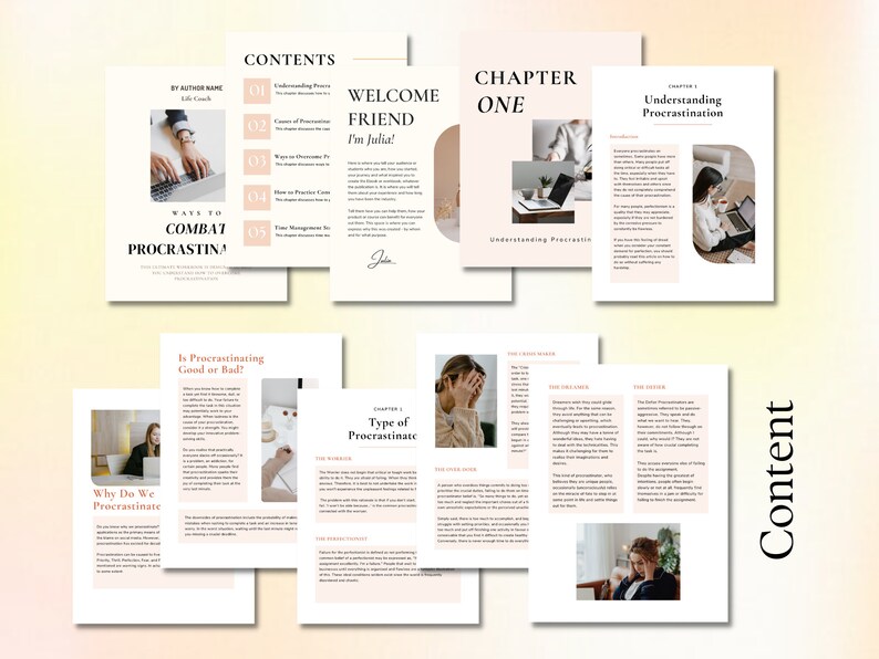 Overcome Procrastination workbook coach, Done for you Self sabotage, Mindset Ebook Plr Template, Course Ebook, lead magnet bild 4