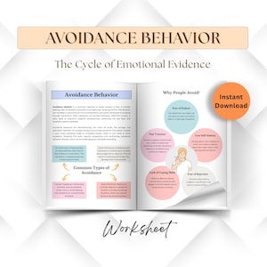 Avoidance Behavior Worksheets, The Cycle of Emotional Evidence, Mental Therapy, CBT, Mental Health Tools
