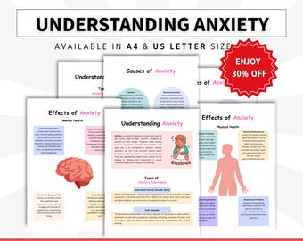 Understanding Anxiety Worksheets for Teens and Adults, Social Anxiety, Cognitive Restructuring, Exposure Hierarchy