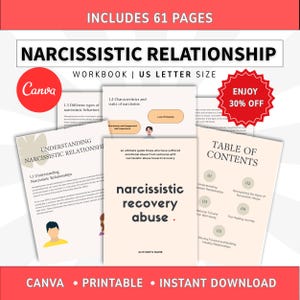 Kurs Canva na temat narcystycznego znęcania się PLR w ebooku, Zeszyt ćwiczeń do odzyskiwania zdrowia, Treści nadające się do rebrandingu, Magnes na potencjalnych klientów