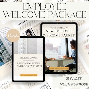 New Hire Welcome Packet, New Employee Guide, Employee Welcome Package, Employee Onboarding, Employee Handbook Canva template, HR Manual