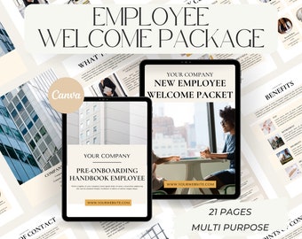 New Hire Welcome Packet, New Employee Guide, Employee Welcome Package, Employee Onboarding, Employee Handbook Canva template, HR Manual