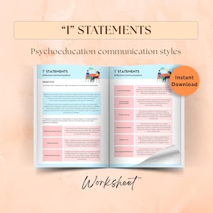 I Statements worksheets, psychoeducation communication styles, assertive communication, healthy relationships, couples counselling therapy