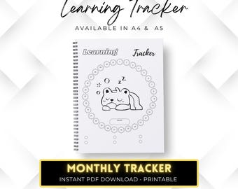 Learning Tracker Printable, Study Planner, Learning Log, Planner Insert, Blank Pre-filled, A5 & A4 size, Digital Planner