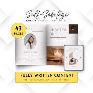 Zelfsabotagewerkboek Canva, cursus zelfbeperkend klaar voor jou, zelfbeperkend e-boek, levenscoaching