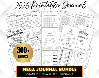 2026 Mega JOURNAL BUNDLE - PRINTABLE Bullet Journal Pages - Digital Planner Pages - Us Letter, A5 & A4 Size - Instant Download -