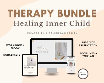 Paquetes de terapia para sanar y volver a ser padres del niño interior, recursos de paquetes para experiencias infantiles, hojas de trabajo del libro de trabajo, presentación de diapositivas