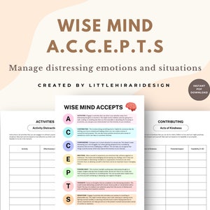 Wise mind ACCEPTS for managing distressing emotions, DBT emotional dysregulation Borderline personality disorder (BPD), distress tolerance