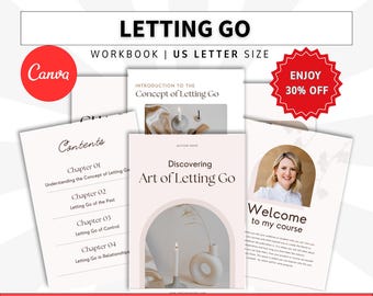 Letting Go Ebook, Canva With MRR, Healing Workbook, Mental Health Course, Health and Wellness Plr, Course Ebook