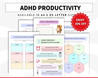 ADHD Executive Functioning Skills Strategies Psychoeducation Worksheets, Mental Health Therapy Worksheets