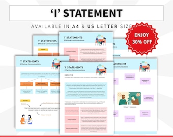 I Statements worksheets, psychoeducation communication styles, assertive communication, healthy relationships, couples counselling therapy