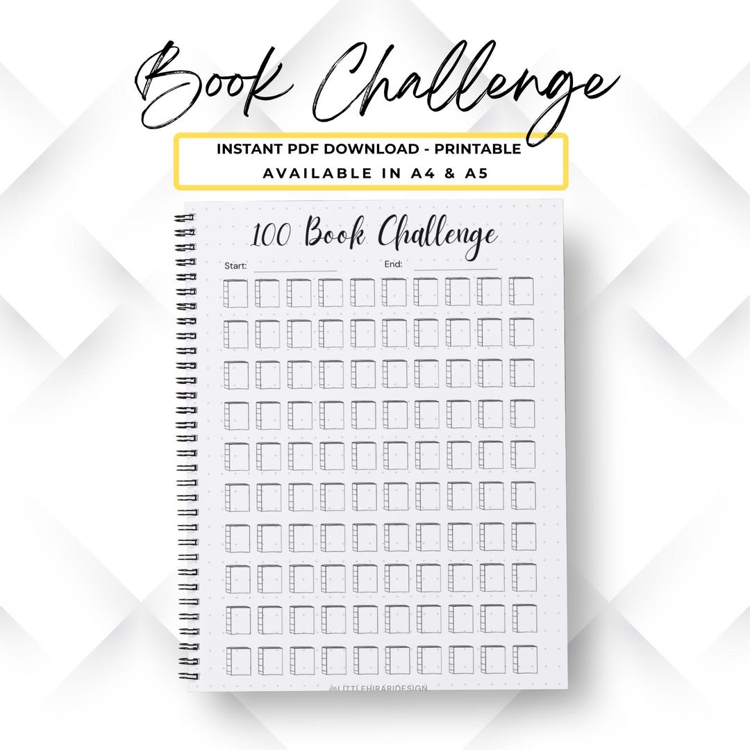 100 Book Challenge Tracker - Printable Journal Pages - Book Tracker ...