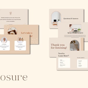 May include: A beige and brown presentation slide with the text "Let's take a break!" and a photo of a coffee cup and a plant. The slide also includes the text "Healthy boundaries are not walls. They are the gates and flowers that allow you to enjoy the beauty of your own garden."