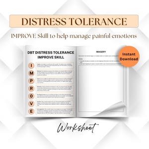 DBT Distress Tolerance Skills, IMPROVE Coping Worksheets, Mental Health Resources, Therapist tool