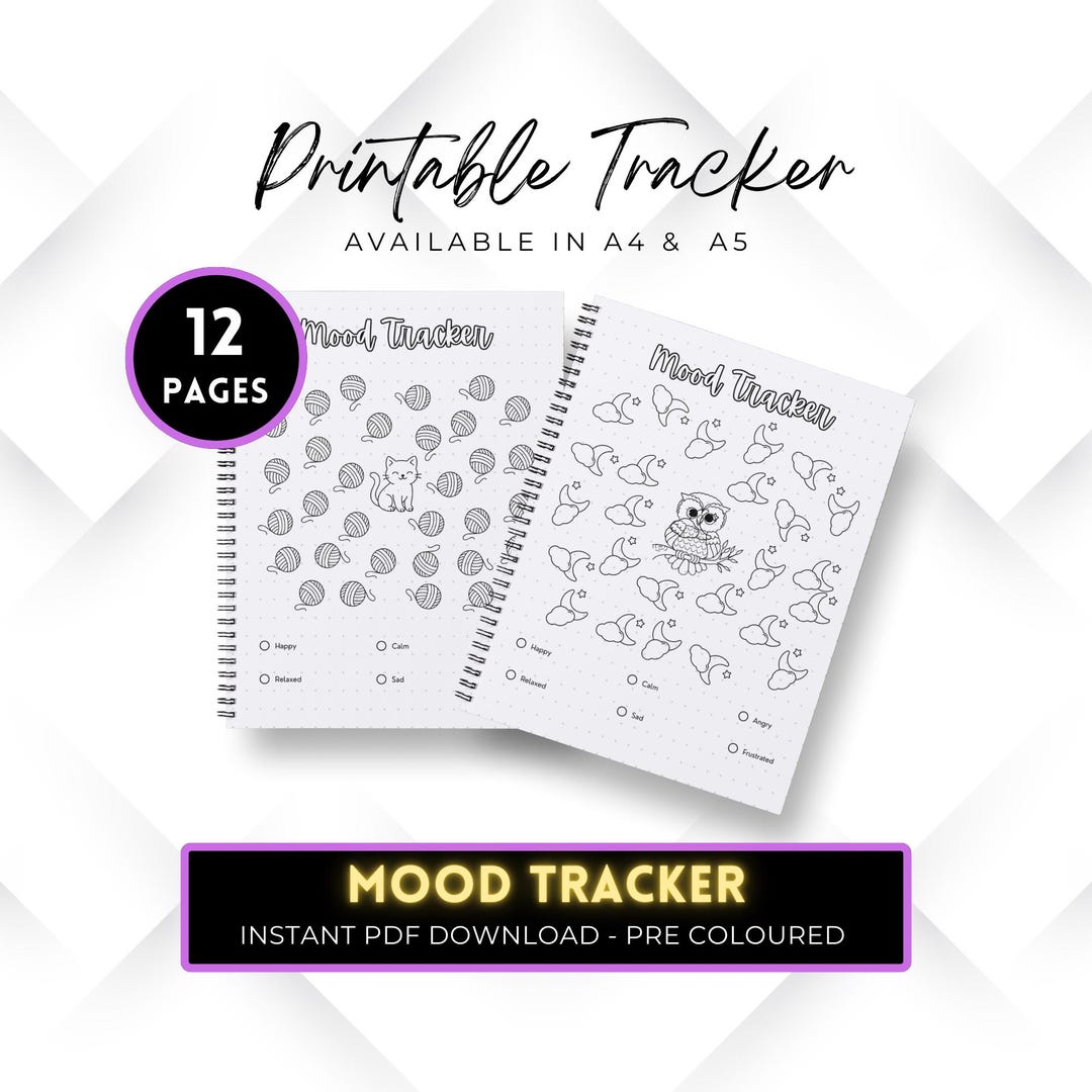 Mood Tracker Bundle - PRINTABLE Journal Pages - Digital Planner Pages ...