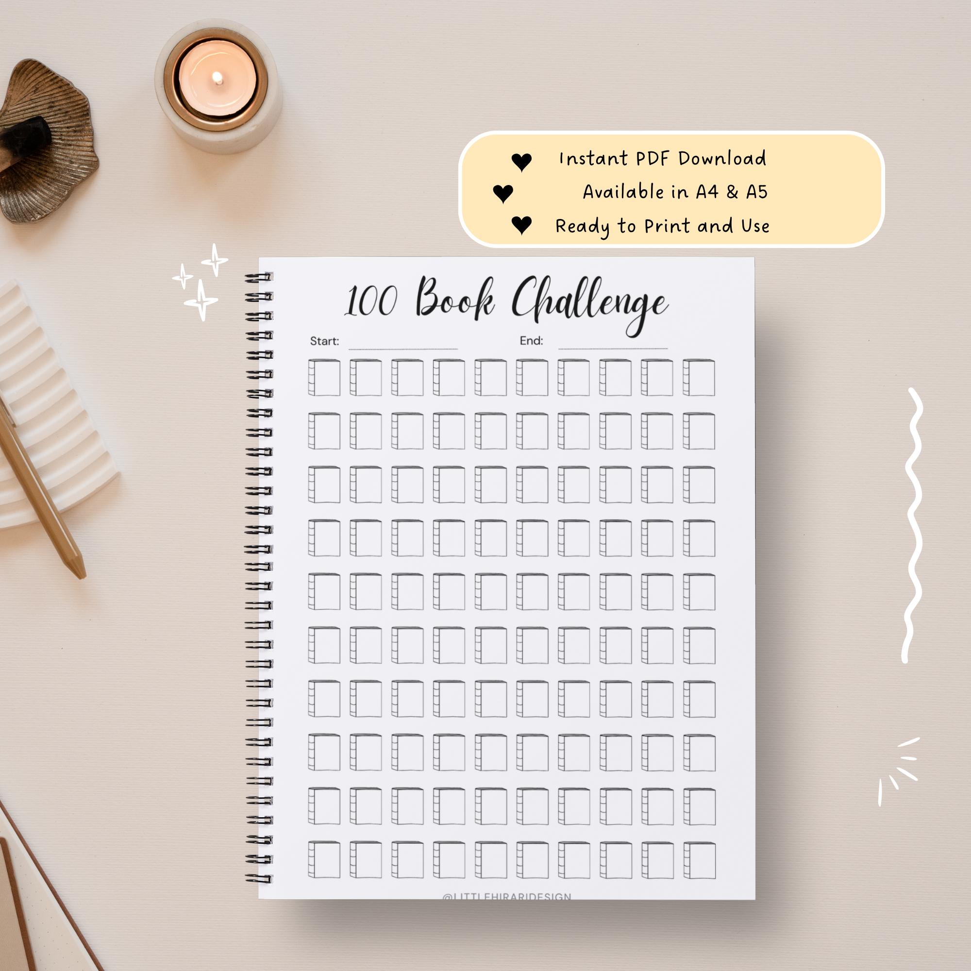 100 Book Challenge Tracker - Printable Journal Pages - Book Tracker ...