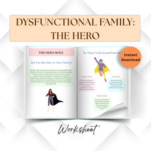 The Hero Dysfunctional Family Roles Worksheet, Internal Family Systems, Self Work Therapy Notes Coping Skills