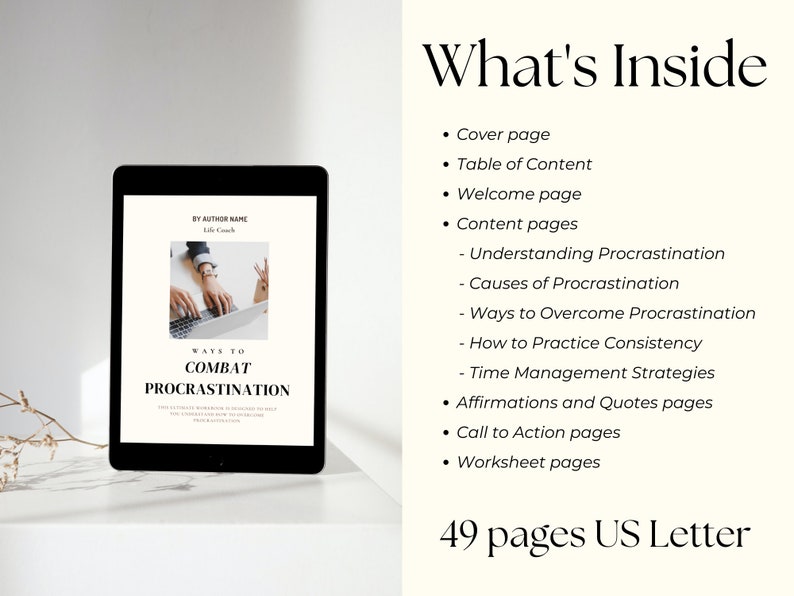 Overcome Procrastination workbook coach, Done for you Self sabotage, Mindset Ebook Plr Template, Course Ebook, lead magnet bild 3