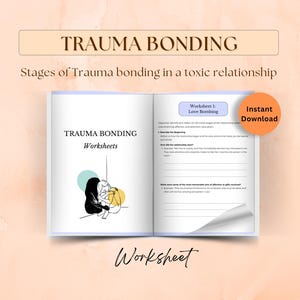 7 etapas del vínculo traumático en una relación tóxica, hojas de trabajo para afrontar el TEPT, superviviente de trauma, ataques de pánico, diario de procesamiento del trauma