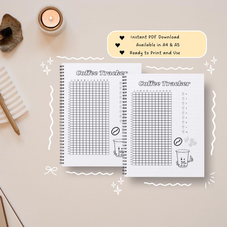 Coffee Tetris Yearly Tracker, PRINTABLE Journal Template, Coffee Habit ...