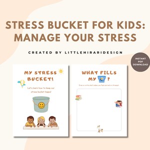 Stress bucket for kids and teen to manage stress, emotional learning, stress coping skills, stress relief management, psychoeducation tools