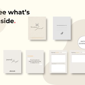 May include: A digital download of a printable journal with a butterfly design and the text "No-Contact Journal". The journal includes prompts for self-reflection and exploring emotions. The text "Instant Download" is also included.