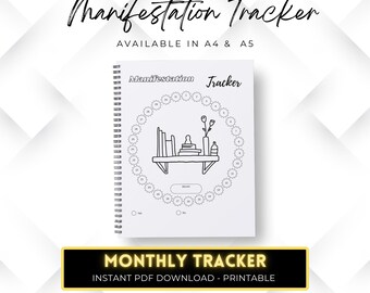Manifestation Tracker Printable, Spiritual Planner, Positive thinking, Planner Insert, Blank Pre-filled, A5 & A4 size, Digital Planner